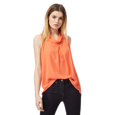 Coral tie back shirt